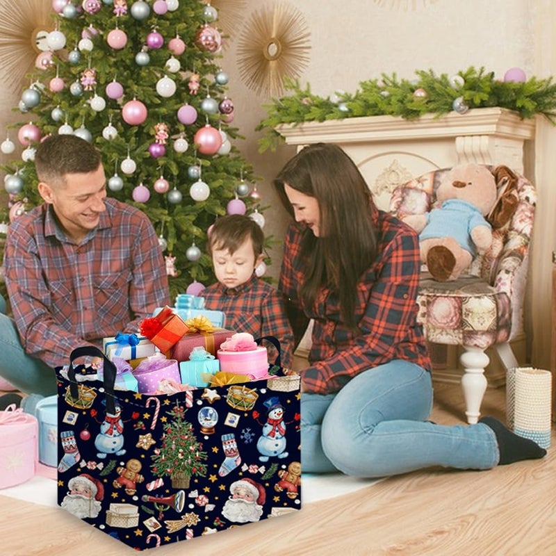 FXOCSHE Rectangle Christmas Basket,Nursery Hamper,Waterproof Laundry Hamper,Collapsible Canvas Laundry Basket,Toy Organizer,Christmas room decor,Gift Basket(Santa Claus) - Image 5